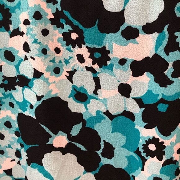 Michael Kors Sz S Turquoise Springtime Floral Relaxed Side Tie Kimono Top - Picture 5 of 8